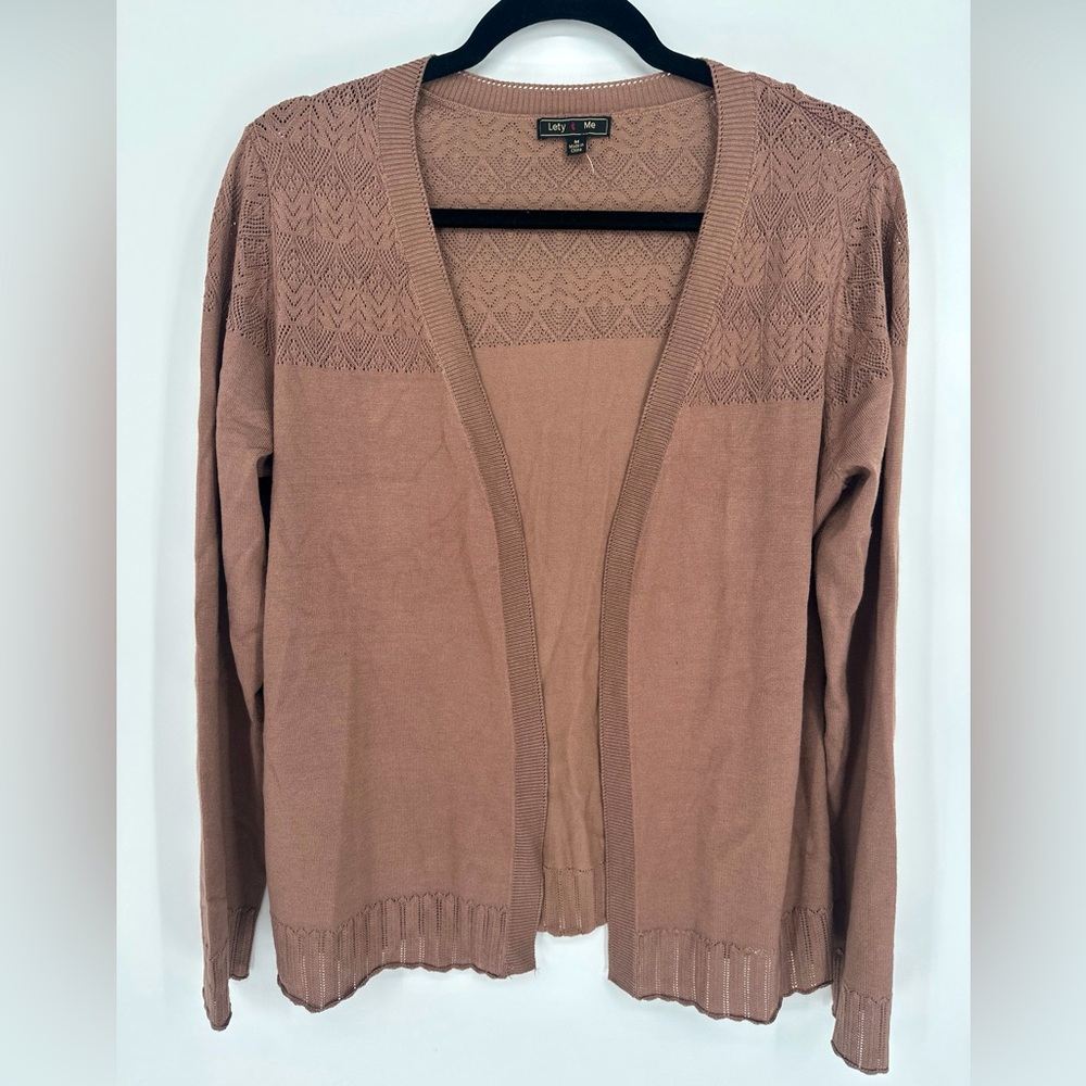 Stitch Fix Lety‎ & Me Taupe Lightweight Cardigan Size Medium Open Front Sweater